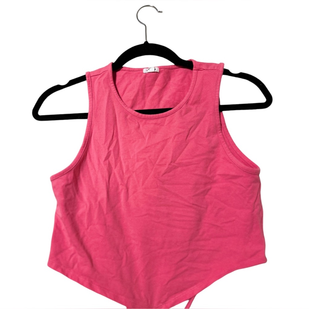 Garage open back tie cropped tank